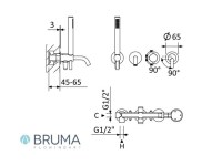 MEDIDAS MONOMANDO EMPOTRABLE 3 SALIDAS X-ALPHA BRUMA